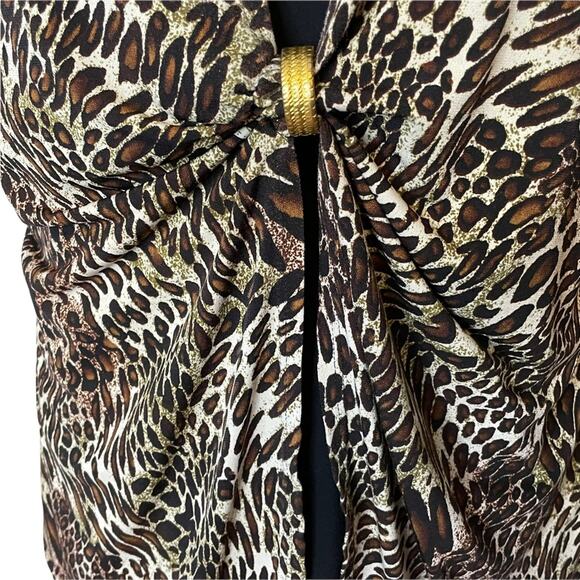 Leopard Print Career Blouse Top Shirt size XL Cheetah Print Animal Print - Picture 5 of 12